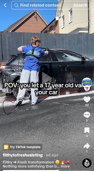 Ted from Filthy to Fresh valeting a car - TikTok